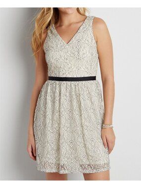 Womens Lace Dress Plus Size 26 Ivory Black (4X) Sleeveless Formal Party Cruise